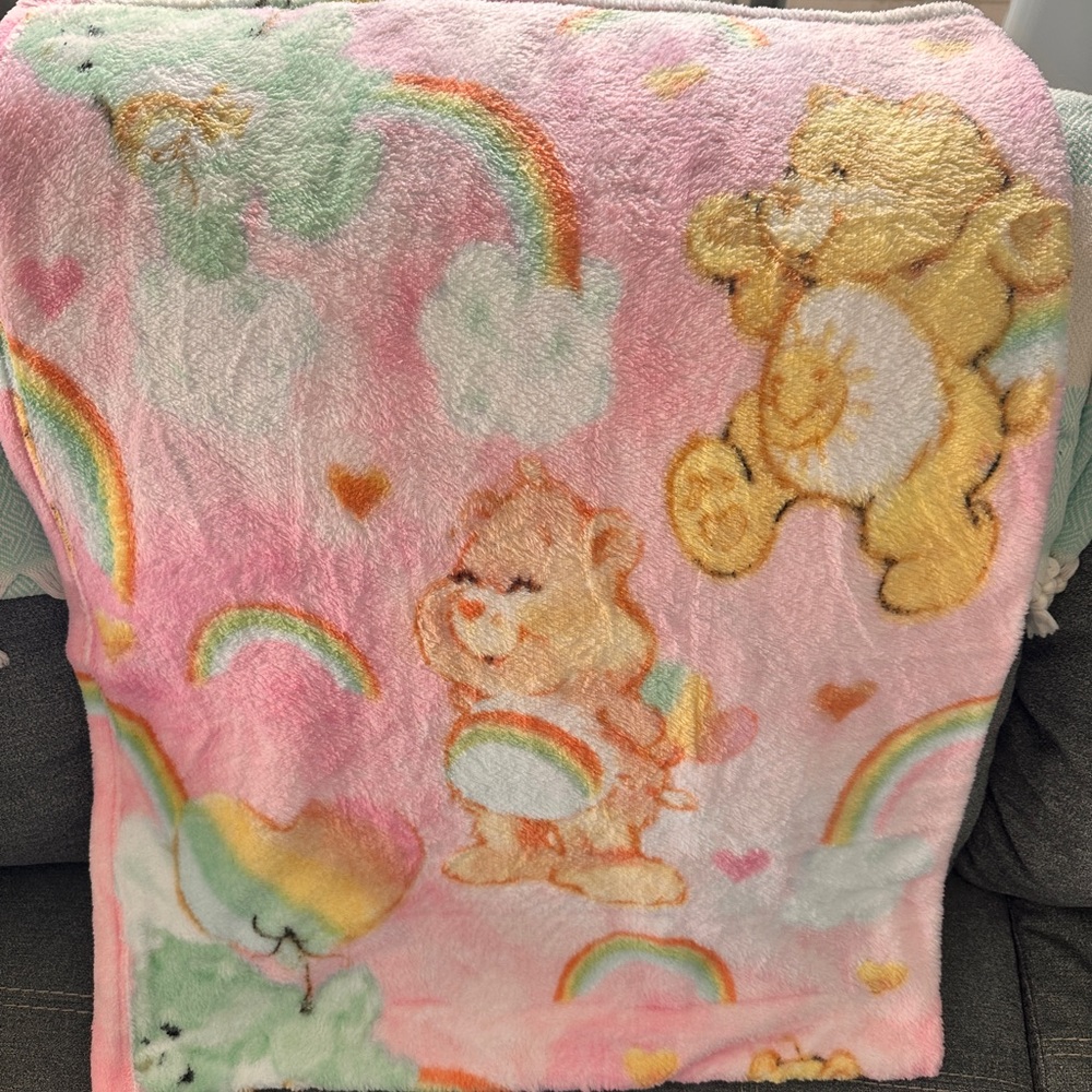 Colorful Bear and Rainbow Blanket